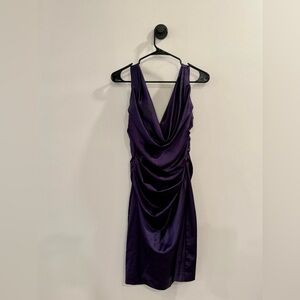 David's Bridal Deep Purple Draped Dress